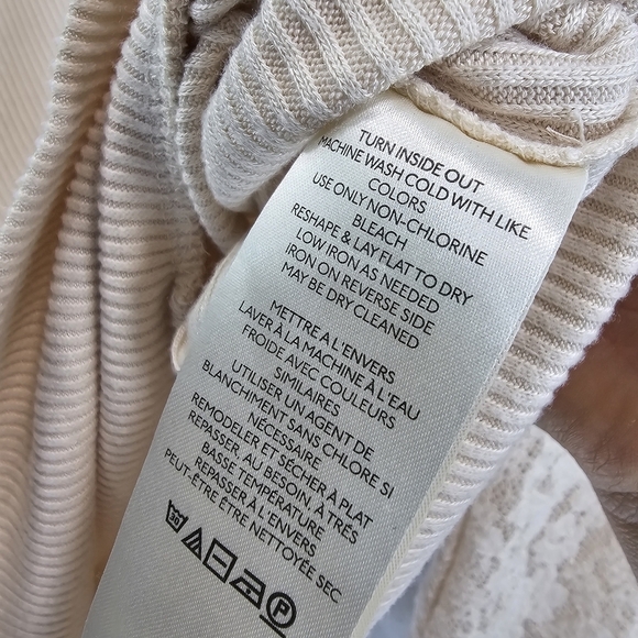 By Anthropologie Shirt Womes Large Cream Lace Sleeve Balloon Faux Wrap Sweater - Picture 12 of 15